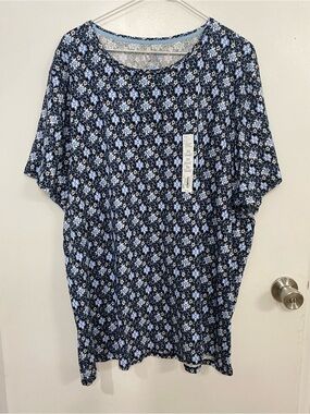 Croft and Barrow The Classic Tee, Navy Floral Short Sleeve Tee, size 3X, new!